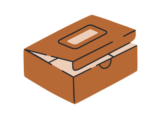 Paper takeaway food box. Fast food packaging container, delivery cardboard box flat vector illustration. Carton food packaging on white