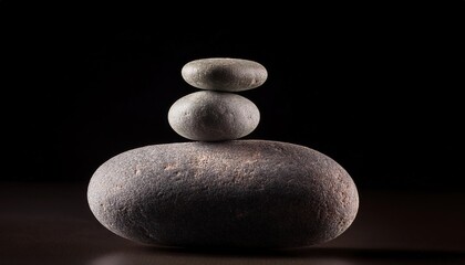 Balanced Stacked Pebbles on a Dark Surface