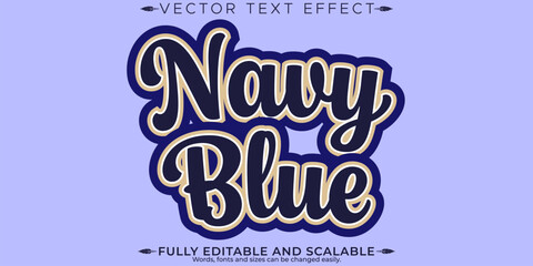 Blue editable text effect, editable navy and dark text style