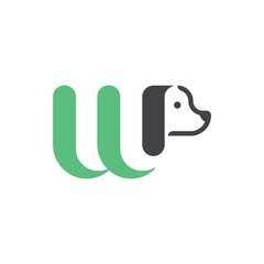 Playful Letter W and Dog Head Logo