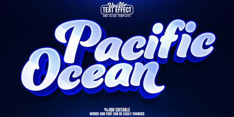 Ocean editable text effect, customizable pacific and retro 3d font style