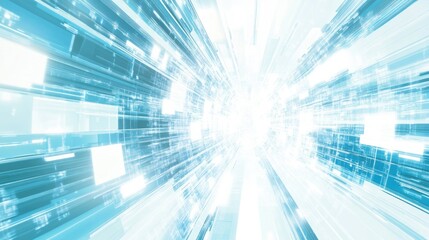 Vibrant sign of advancing technology on a dynamic white and light blue background, capturing the essence of growth