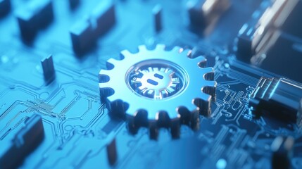 Vibrant symbol of technology growth, set against a dynamic white-light blue background, showcasing innovation