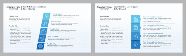 Fototapeta premium Infographic Timeline with 5 Steps and Editable Text on a 16:9 Layout for Business Presentations, Management, and Evaluation.