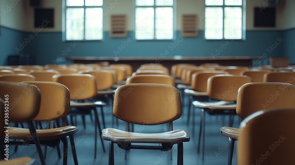 Poster Empty classroom with many Lecture Chair : Generative AI