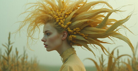 portrait of a girl in a field of wheat
