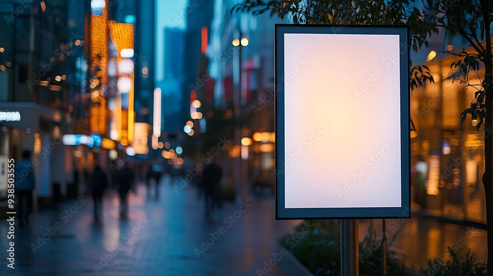 Poster blank mock up of vertical street poster billboard on city background electronic modern empty scorebo