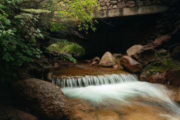 Calm smooth water flowing in the creek 