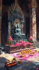 Fototapeta premium Triple Gem Temple Altar Buddhism Religion Spiritual Symbol
