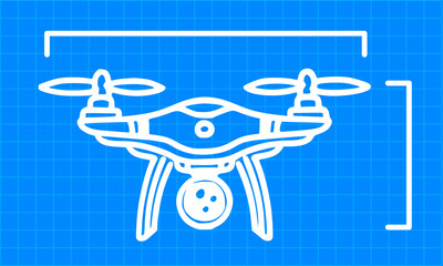 Artistic Hand Drawing of a White Drone Blueprint