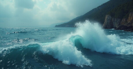Obraz premium waves crashing on the rocks