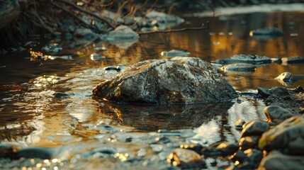 Pieces of carved stone nodules found in the waterway
