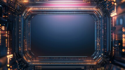 Obraz premium Exploring a Futuristic Digital Environment with Glowing Patterns