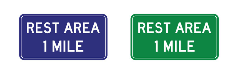 Vector Rest Area 1 Mile Sign Set