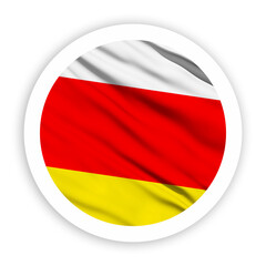 South Ossetia Waving Flag with White Rounded Circle Frame 