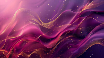 Fototapeta premium A purple and gold wave with glittery particles