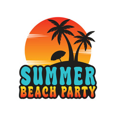 summer beach palm tree island logo design vector template
