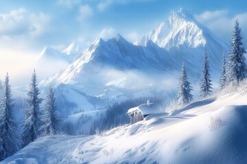 Snowy mountains alps winter background wallpaper , ai