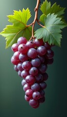 Fototapeta premium A grapes with green leaves, 