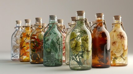 Floral Glass Bottles: Rustic Home Decor with Pressed Flowers