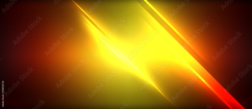 Poster neon dynamic diagonal light rays background. techno digital geometric concept design for wallpaper, 