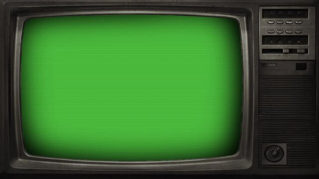 Old TV Green Screen pop up animation motion graphic with chroma key clip template 4k Background. Easy removed green screen. High resolution. Ultra High Definition, 4k video. 