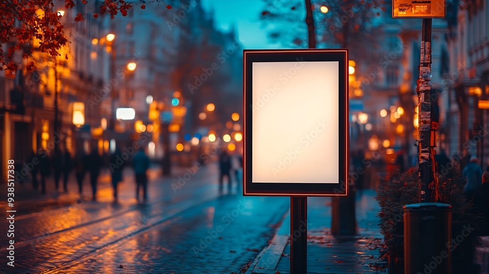 Poster blank mock up of vertical street poster billboard on city background electronic modern empty scorebo