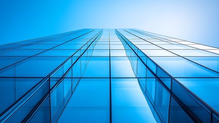 Modern abstract building city Sky glass business blue construction perspective urban exterior Architecture white office facade high wall geometric finance light Technology empty contem : Generative AI