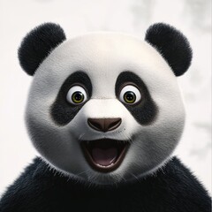 Obraz premium A surprised panda with wide eyes and an expressive face brings joy and curiosity in a whimsical setting