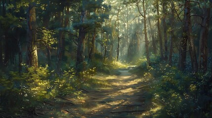 Obraz premium sun rays in forest