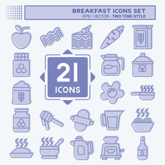 Icon Set Breakfast. related to Food symbol. two tone style. simple illustration