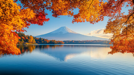 Fototapeta premium JAPAN : Mount Fuji and Autumn Foliage / 秋の富士山と紅葉