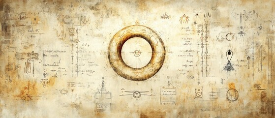 Obraz premium Ouroboros Ancient Scroll Various Gnosticism, Alchemy Religion Spiritual Symbol
