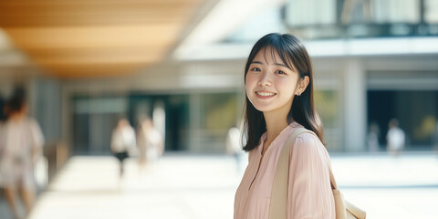 微笑む日本人の女子大学生 / Asian University student