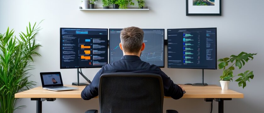 Programmer Working At Home Office - Powered by Adobe