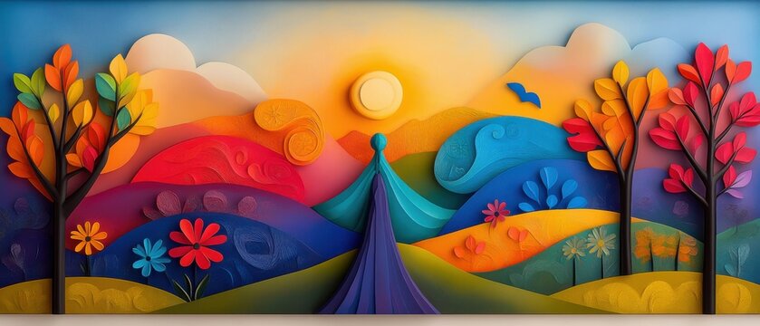 Colorful Abstract Landscape Painting Art