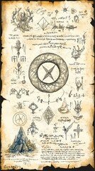 Fototapeta premium Ouroboros Ancient Scroll Various Gnosticism, Alchemy Religion Spiritual Symbol