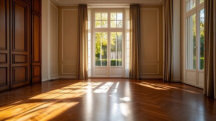 Obraz premium Interior of a spacious room in a luxury house : Generative AI