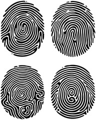 A set of black and white fingerprints