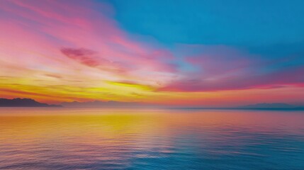 Dreamy Sunset Over Ocean Horizon