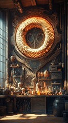 Obraz premium Ouroboros Alchemist's Lab Various Gnosticism, Alchemy Religion Spiritual Symbol