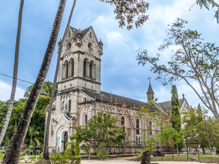 old historic church near the ocean in Bagamoyo, Tanzania, the former german colony