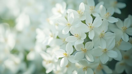 Obraz premium A bouquet of garden white flowers Small white flowers in blur filter closeup floral background : Generative AI