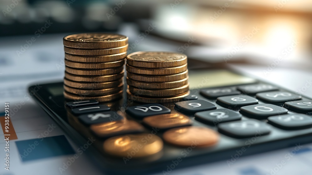 Fototapete Savings and calculations are the basis of investing to get a worthwhile dividend with minimal risk Basic investment and savings guidelines : Generative AI