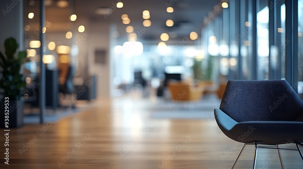 Poster business office without people with blurred bokeh background : generative ai
