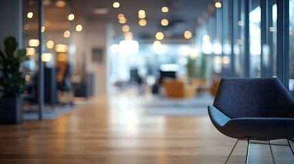 Fototapeta premium Business office without people with blurred bokeh background : Generative AI