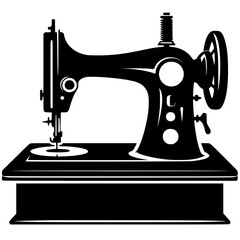 Silhouette of manual sewing machine