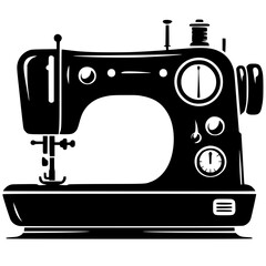 Silhouette of manual sewing machine