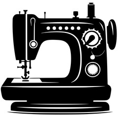 Silhouette of manual sewing machine