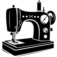 Silhouette of manual sewing machine